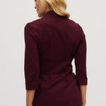 Wine Premium-knit belted jacket back