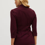 Wine Premium-knit belted jacket back