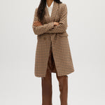 Brown Camel Check Full-length Jacket front