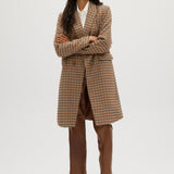 Brown Camel Check Full-length Jacket front