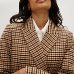 Brown Camel Check Full-length Jacket front 2